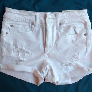 American Eagle White Lightly Distressed Shorts